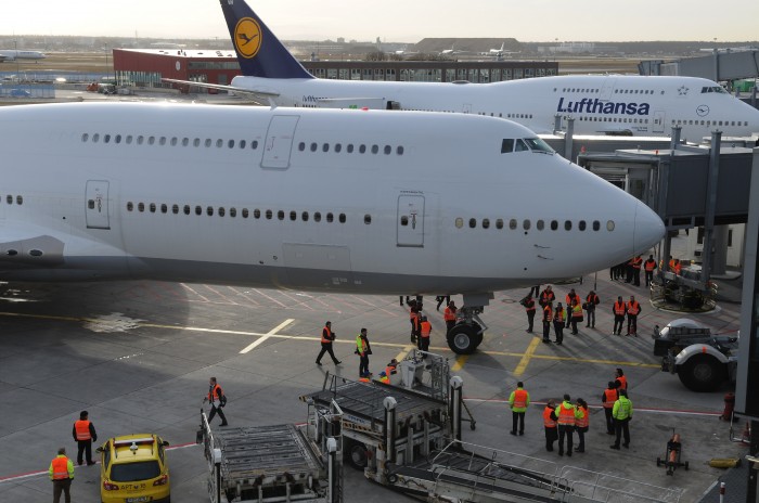 Lufthansa Boeing 747-8 Intercontinental at Gate in Frankfurt
