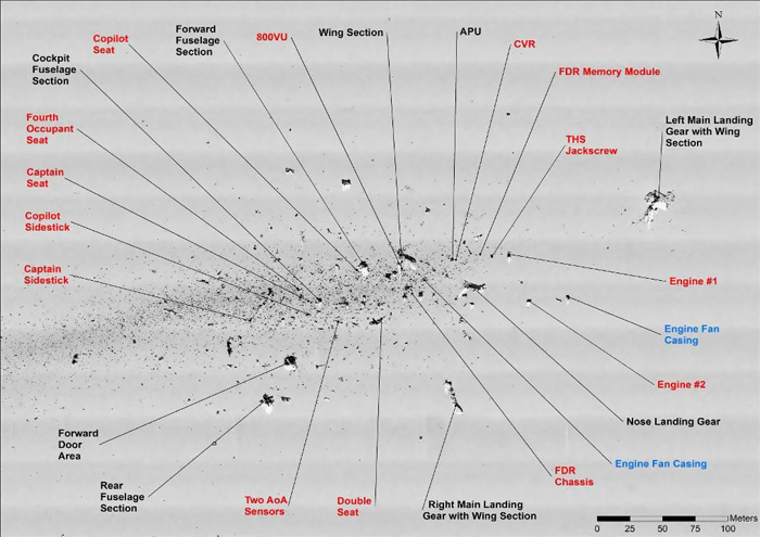 Air France AF447 Map of Wreckage