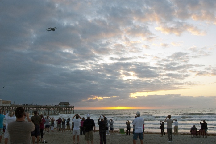 Space Shuttle flys over Florida Beach